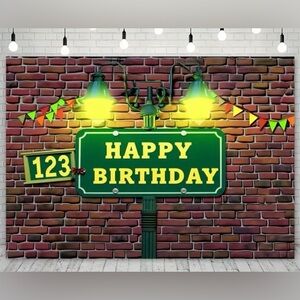 3/$20 Happy Birthday Brick Wall Party Tapestry- Photo Backdrop Display